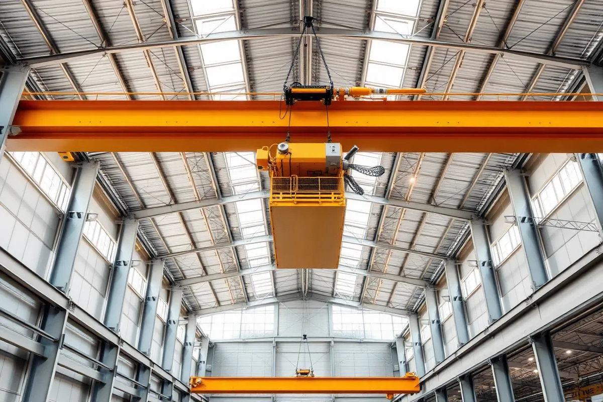 Prüfung eines Hallenkrans und seiner Lastaufnahmemittel in einer Industriehalle