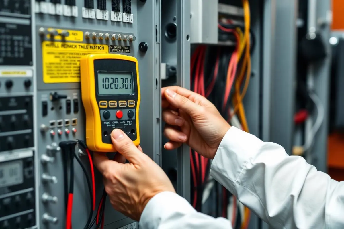 Elektroprüfung eines Schaltschranks mit Messgerät durch eine befähigte Person